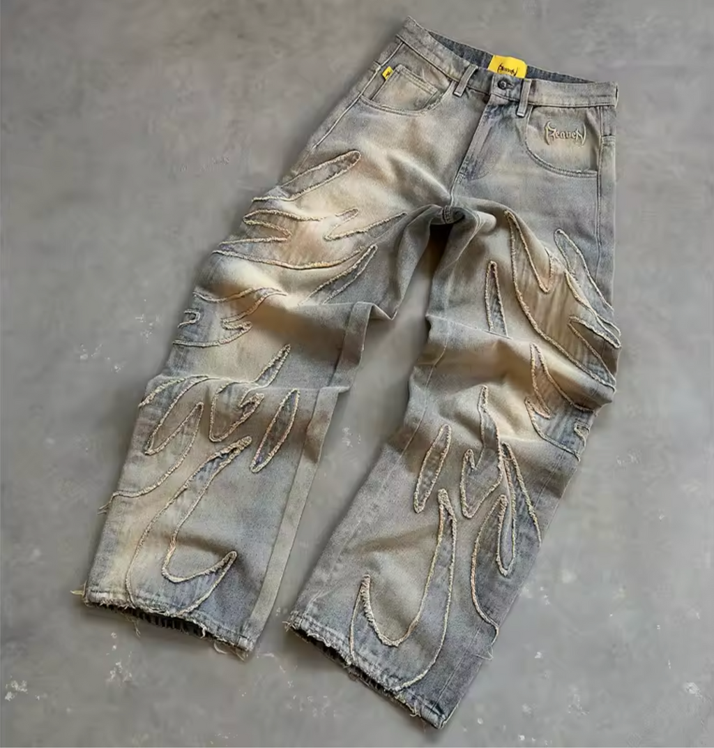 Magnor Hell™ - Jeans con bordado de llamas